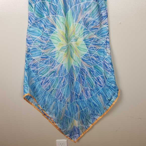 PINEDA COVALIN 100% Silk Spaghetti Strap Dress Flowy Lightweight Graphic Pattern - Picture 5 of 13